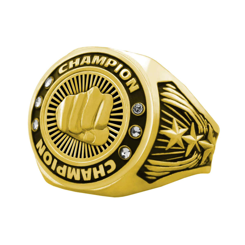 Bright Gold Martial Arts Championship Ring - Champion