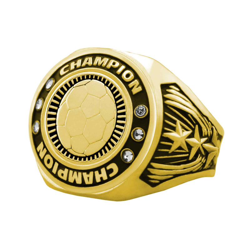 Bright Gold Soccer Championship Ring - Champion