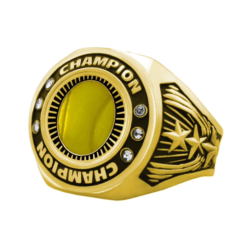 Bright Gold Tennis Championship Ring - Champion