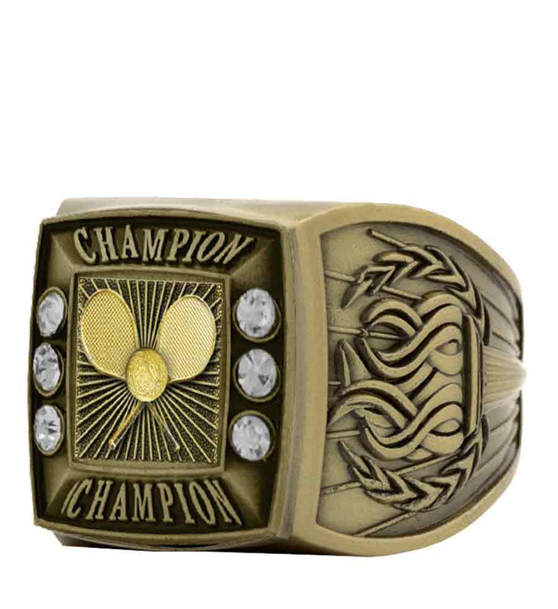 Gold Tennis Championship Ring With Champion Bezel