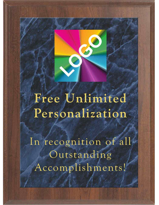 Color Printed Economy Blue Marble Mist Plaque