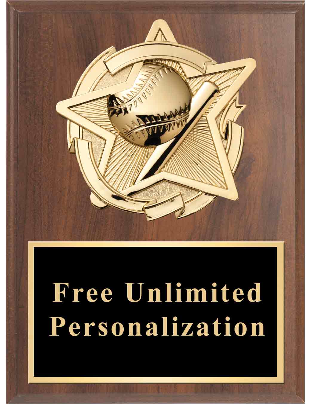 Cherry Gold Star Baseball/Softball Standout Plaque