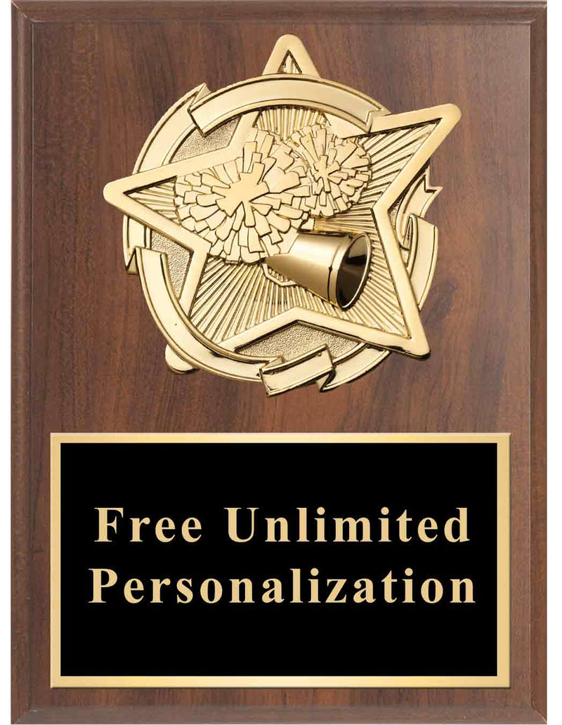 Cherry Gold Star Cheer Standout Plaque