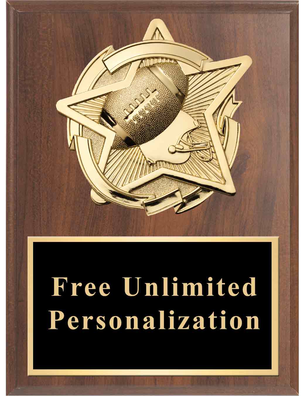 Cherry Gold Star Football Standout Plaque