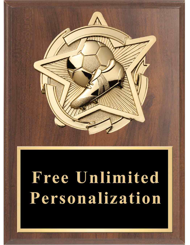 Cherry Gold Star Soccer Standout Plaque