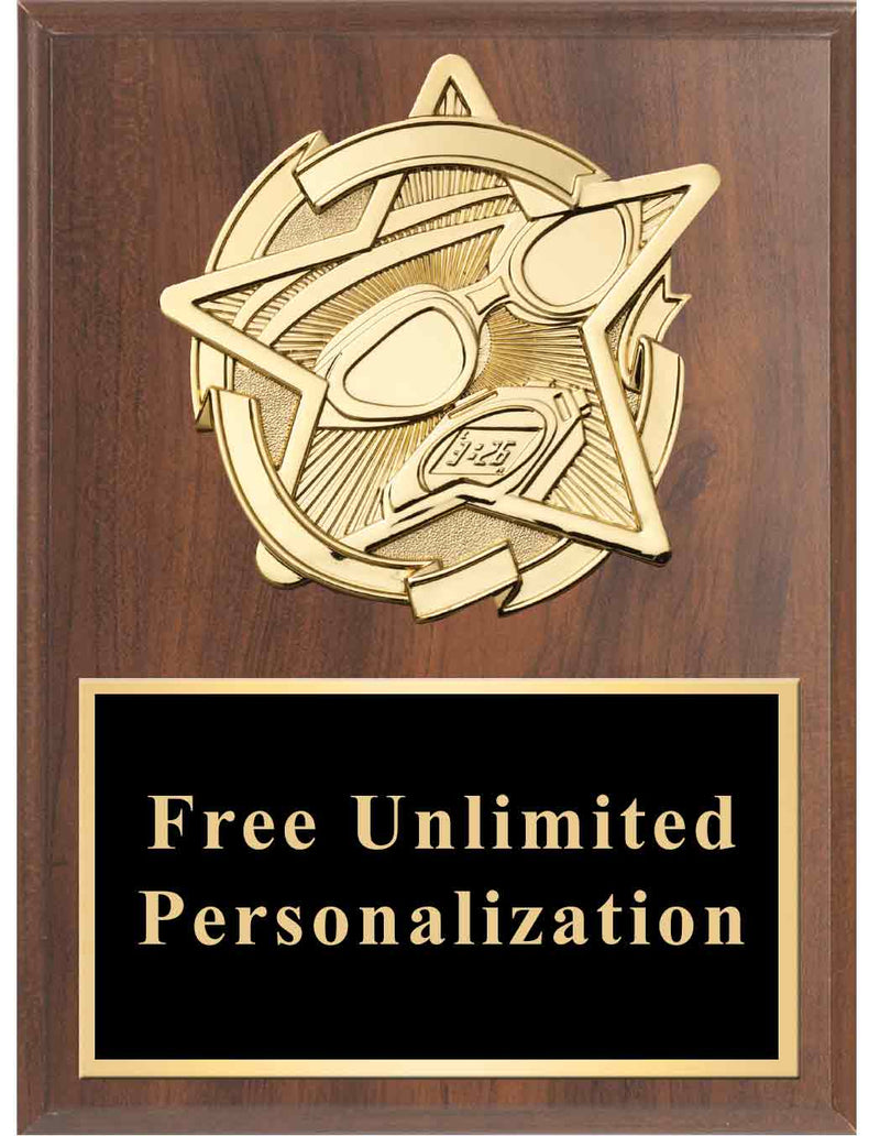 Cherry Gold Star Swimming Standout Plaque