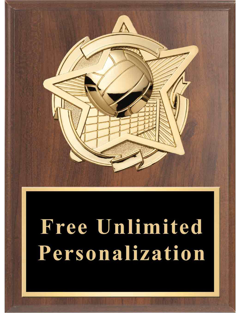 Cherry Gold Star Volleyball Standout Plaque