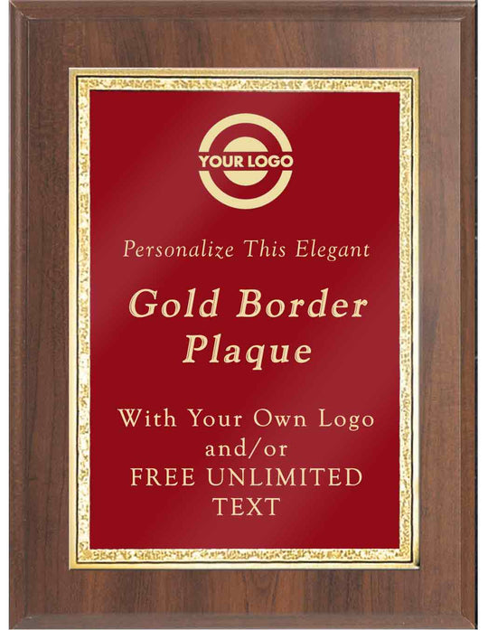 Classic Double Gold Border Plaque - Red