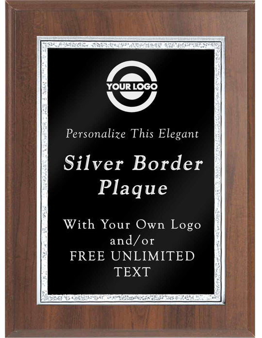 Laser Engraved Classic Double Silver Border Plaque