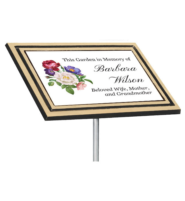 Color Printed Gold Cast Aluminum Plaque w/ Stake