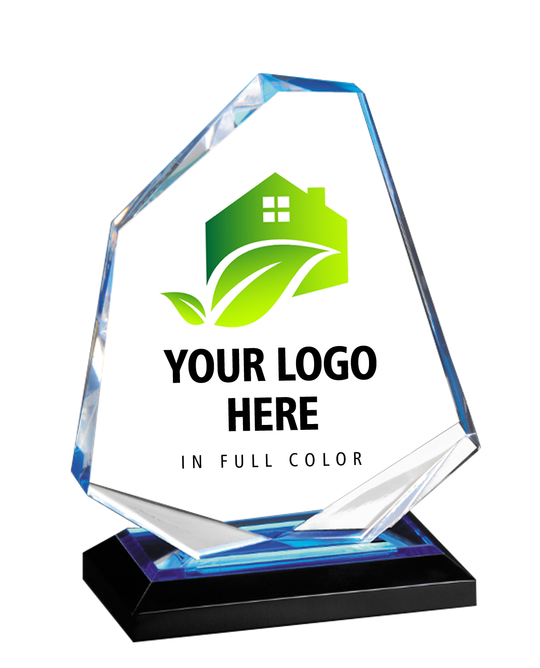 Color Printed Diamond Jewel Impress Acrylic Award - Blue