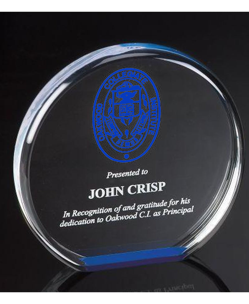 Color Printed Blue Reflective Circle Acrylic Award