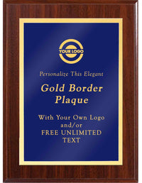 Laser Engraved Classic Gold Border Plaque - Blue