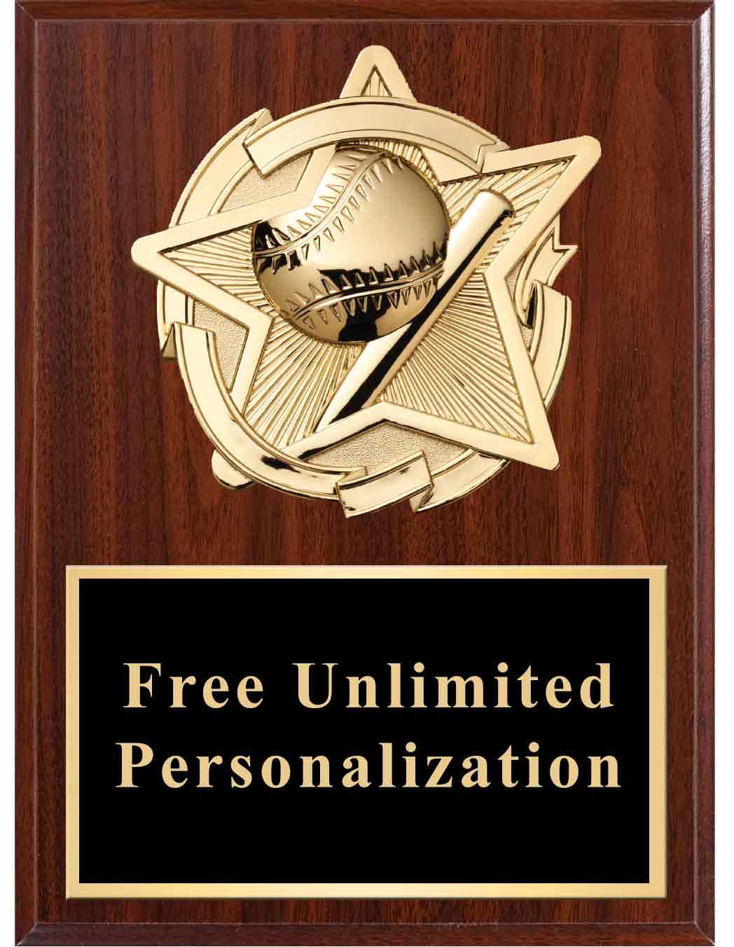 Dark Cherry Gold Star Baseball/Softball Standout Plaque