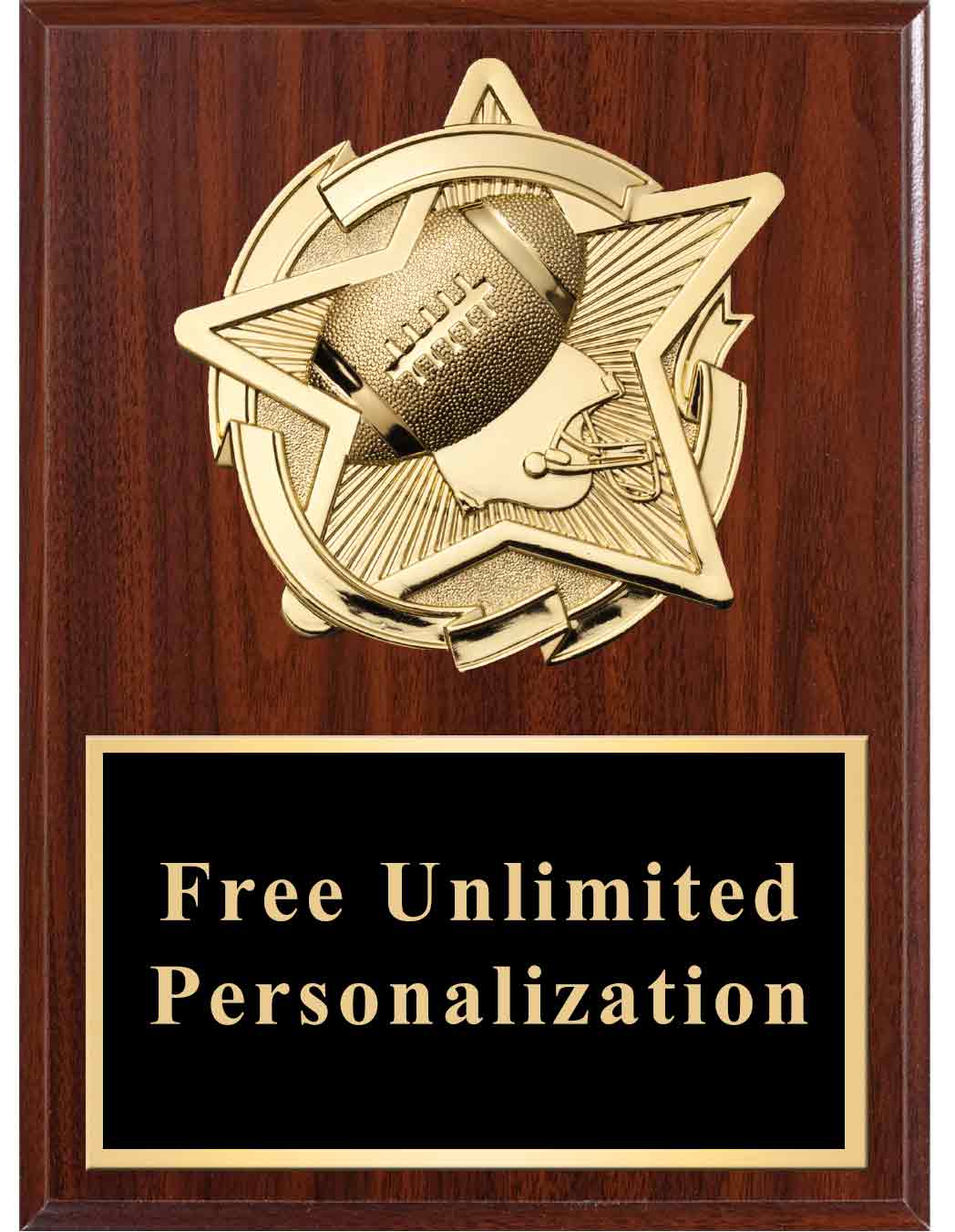 Dark Cherry Gold Star Football Standout Plaque