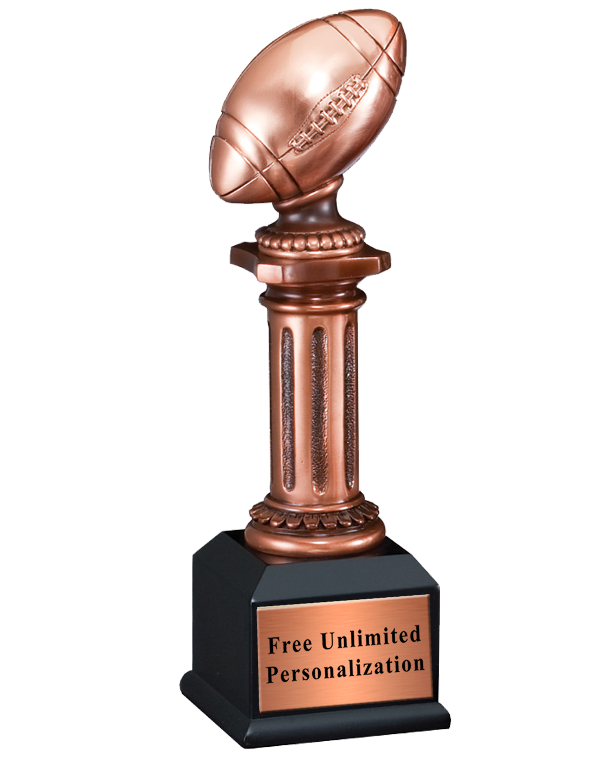 Custom Football Trophy 16" High – 2 Column Silver Flute Design, Personalized Engraving For Awards