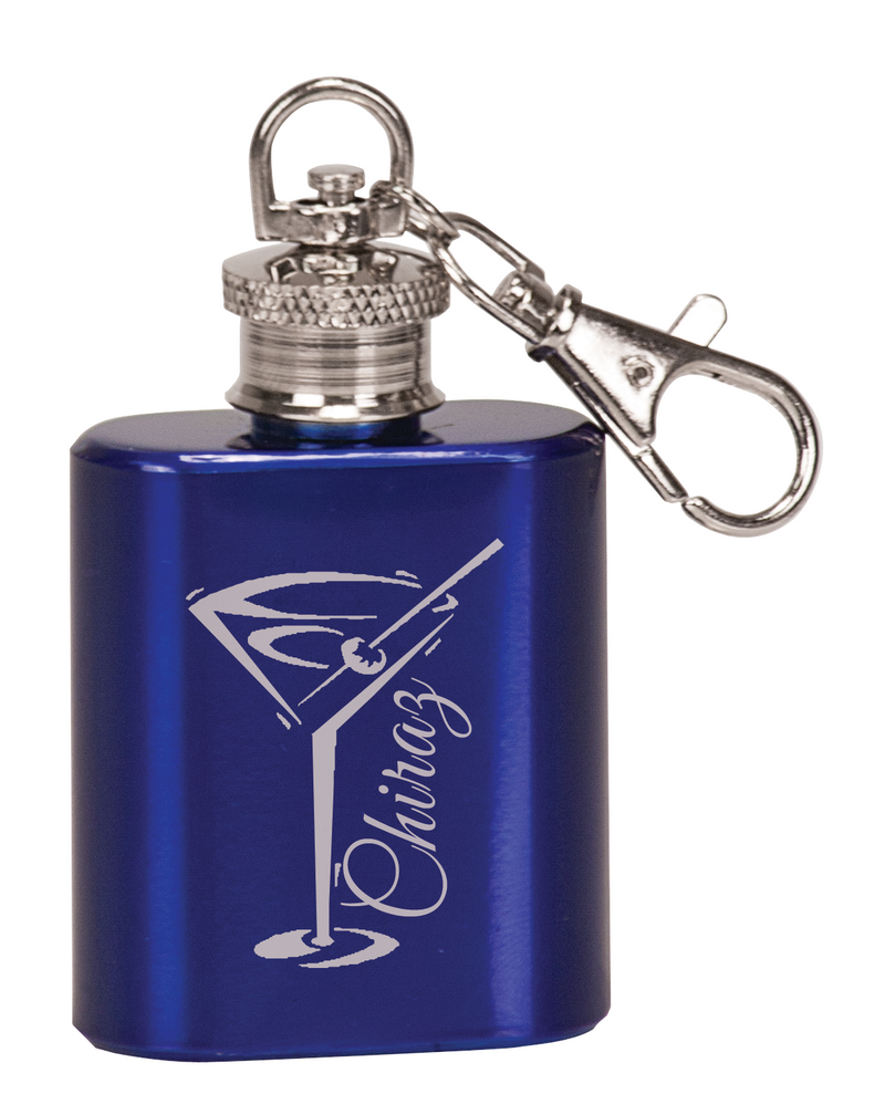 Gloss Blue Mini Flask Keychain