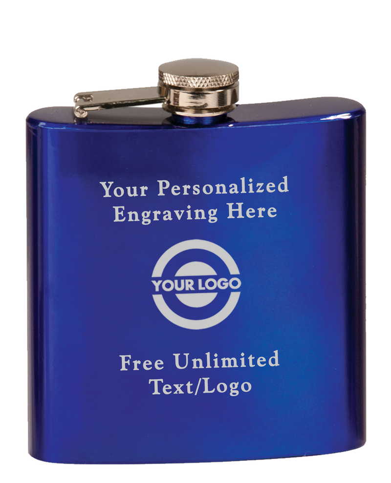 Blue - Gloss Personalized Stainless Steel Flask