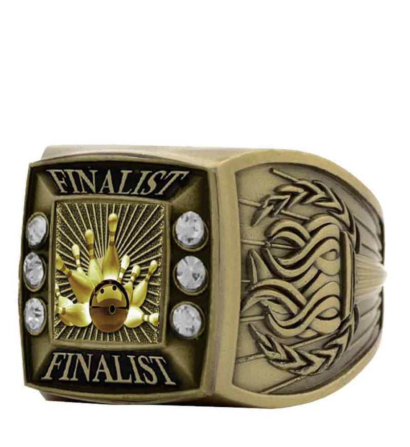 Gold Bowling Championship Ring With Finalist Bezel