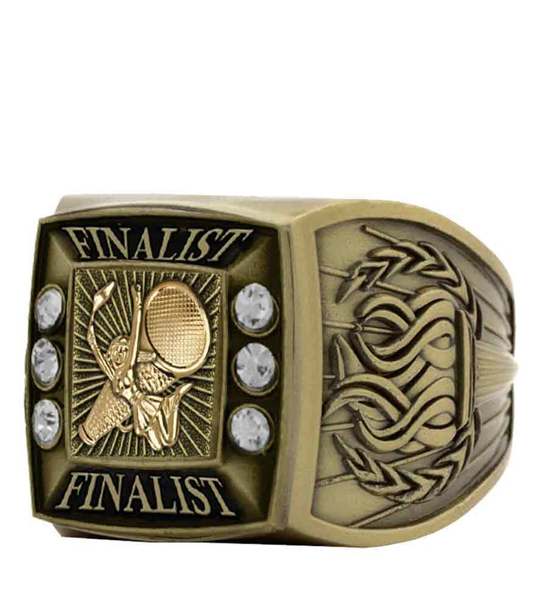 Gold Cheer Championship Ring With Finalist Bezel