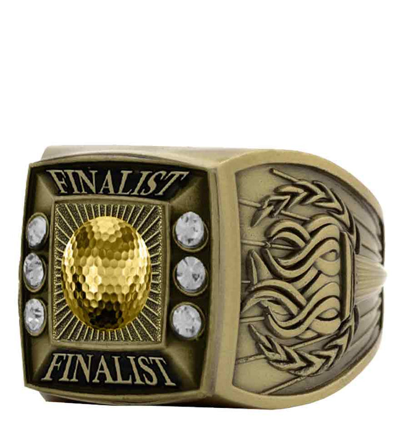 Gold Golf Championship Ring With Finalist Bezel