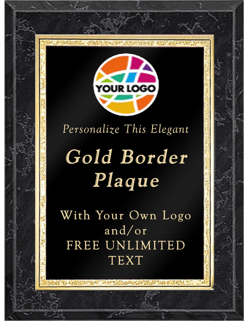 Black Marble Classic Double Gold Border Plaque