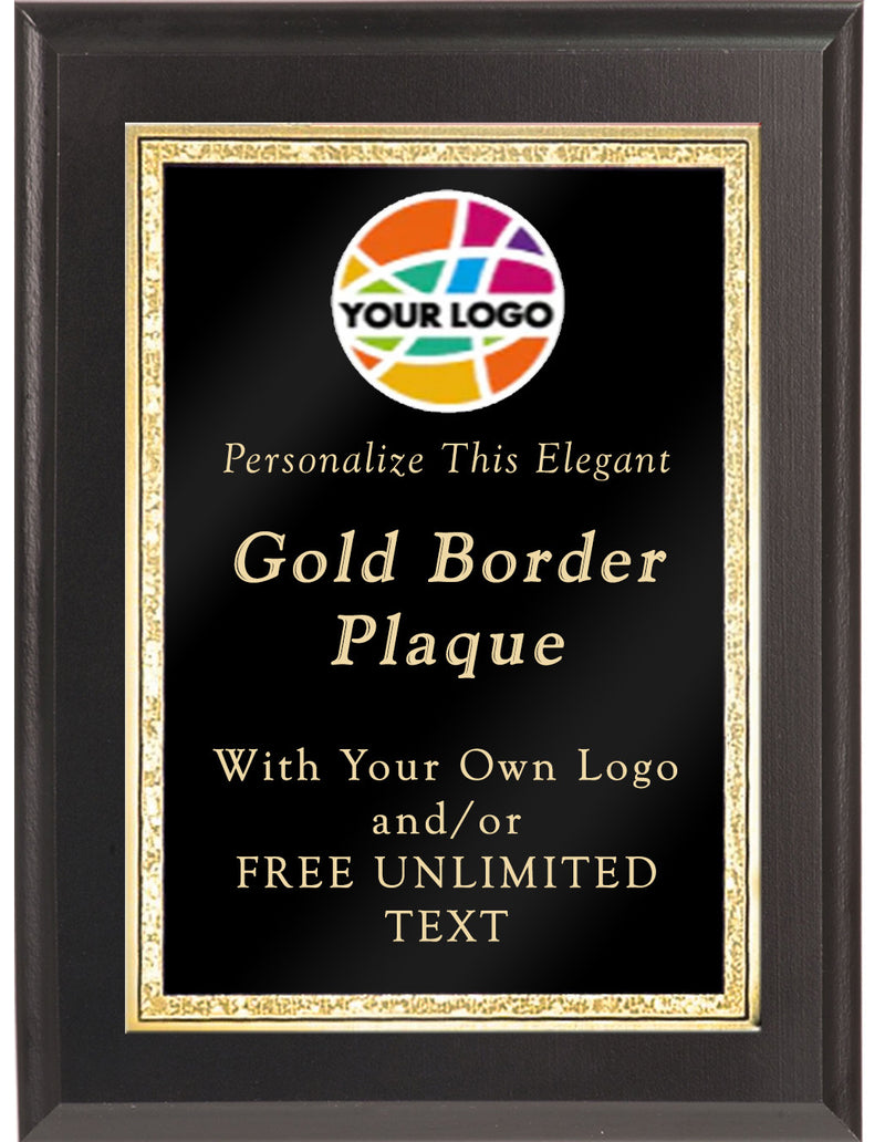 Black Classic Double Gold Border Plaque