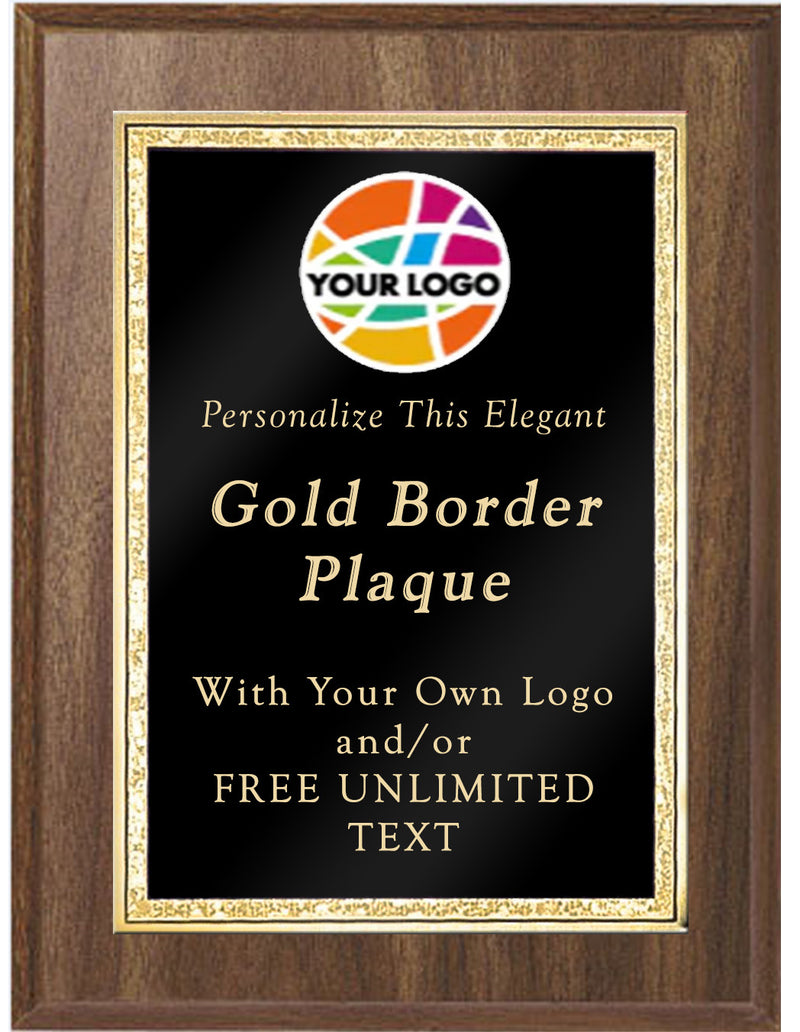 Walnut Classic Double Gold Border Plaque