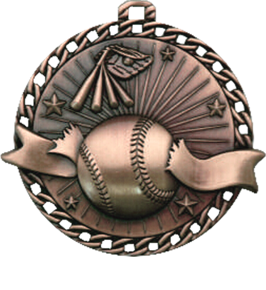 Bronze Ribbon Burst Baseball Medal