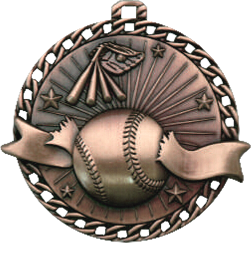 Bronze Ribbon Burst Baseball Medal