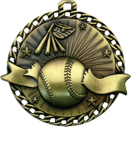 Ribbon Burst Baseball Medal