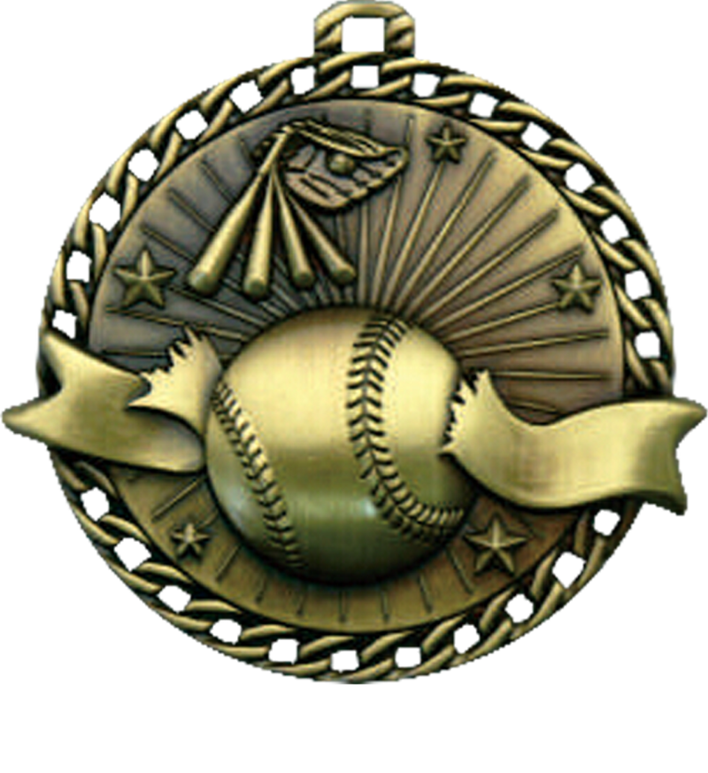 Gold Ribbon Burst Baseball Medal