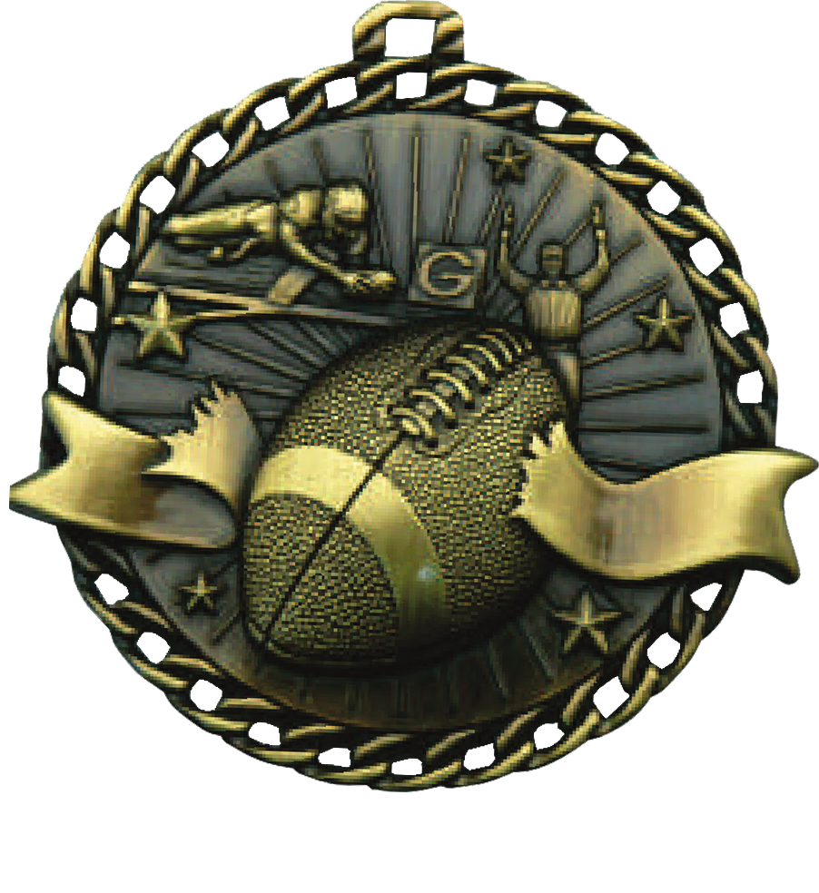 Gold Ribbon Burst Football Medal