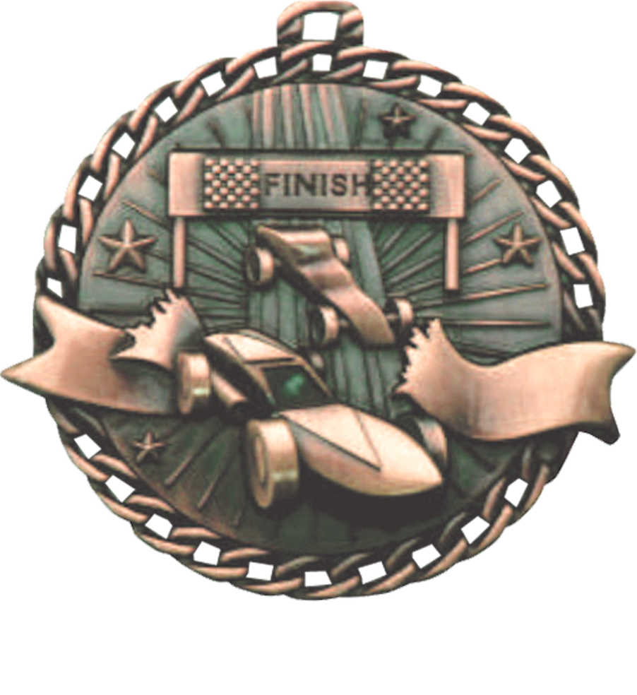 Bronze Ribbon Burst Pinewood Derby Medal