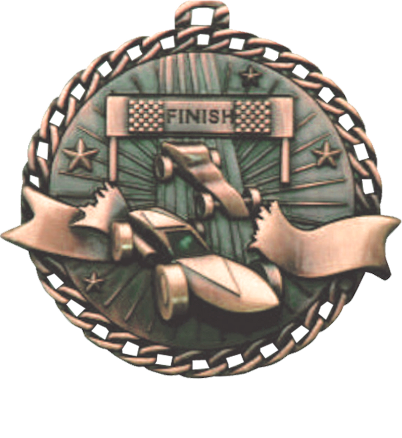 Bronze Ribbon Burst Pinewood Derby Medal