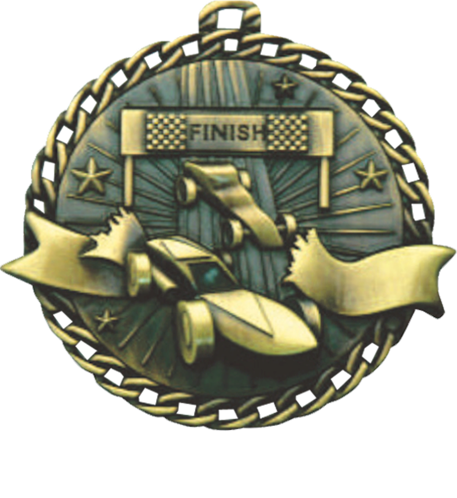 Gold Ribbon Burst Pinewood Derby Medal