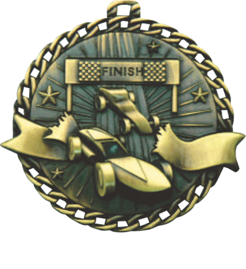 Gold Ribbon Burst Pinewood Derby Medal