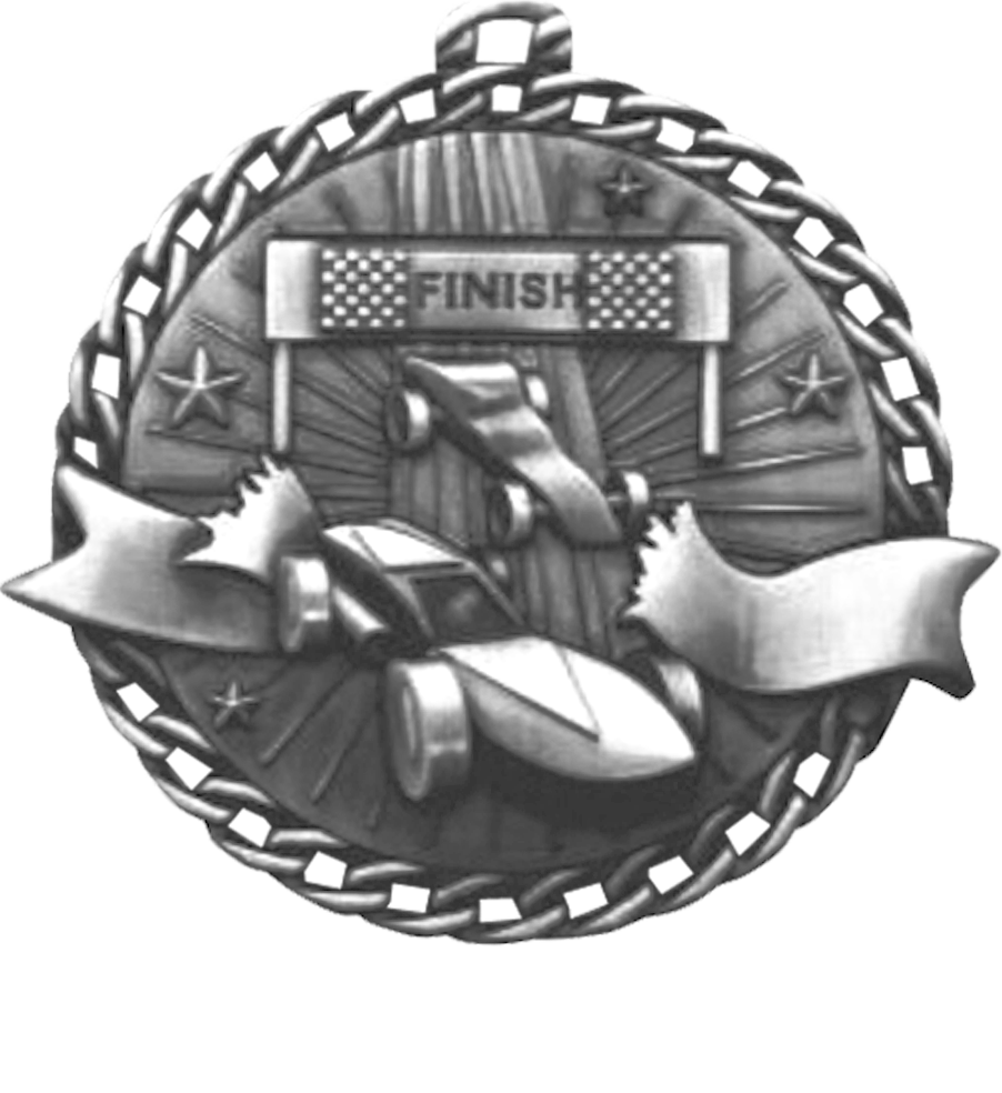 Silver Ribbon Burst Pinewood Derby Medal