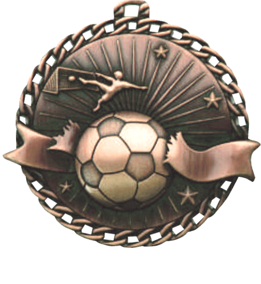 Bronze Ribbon Burst Soccer Medal