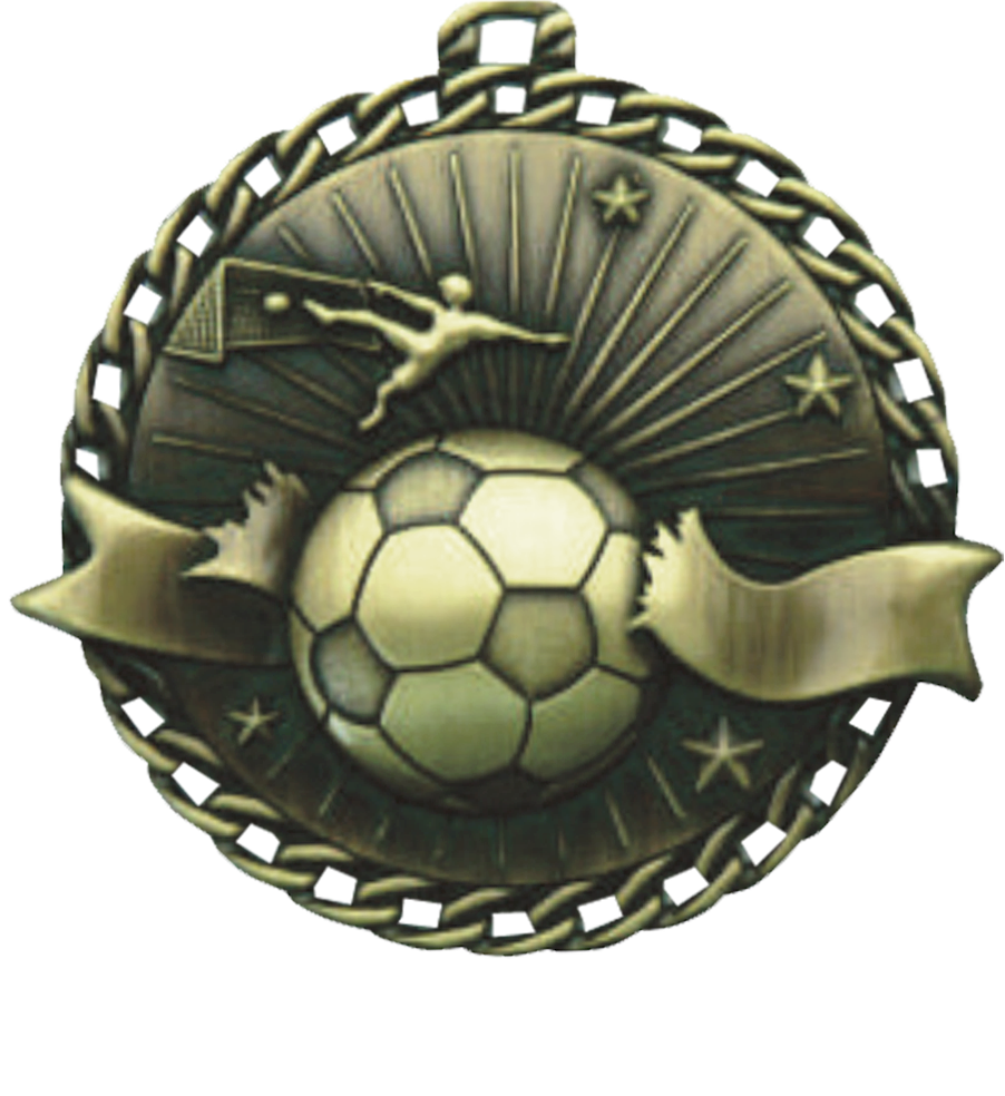 Gold Ribbon Burst Soccer Medal