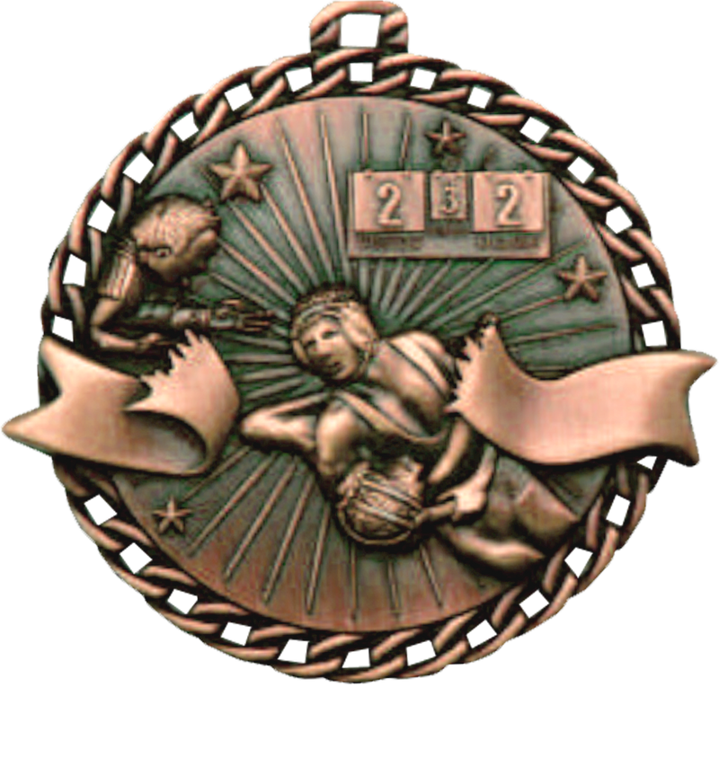 Bronze Ribbon Burst Wrestling Medal