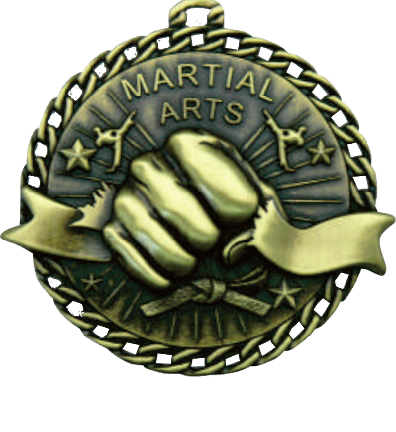 Gold Ribbon Burst Martial Arts Medal