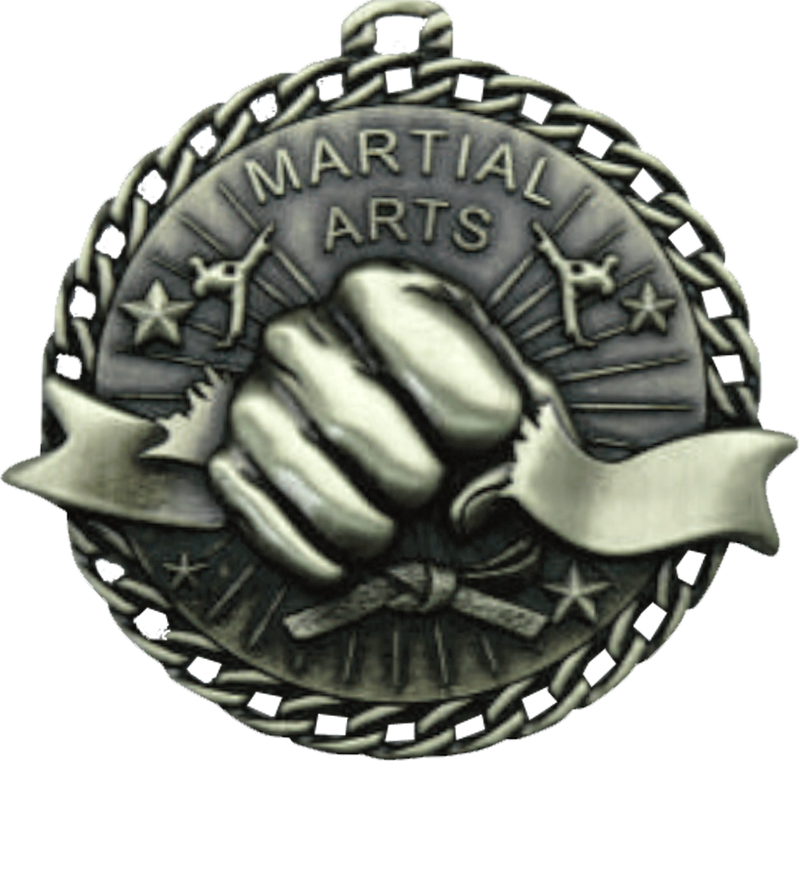 Silver Ribbon Burst Martial Arts Medal