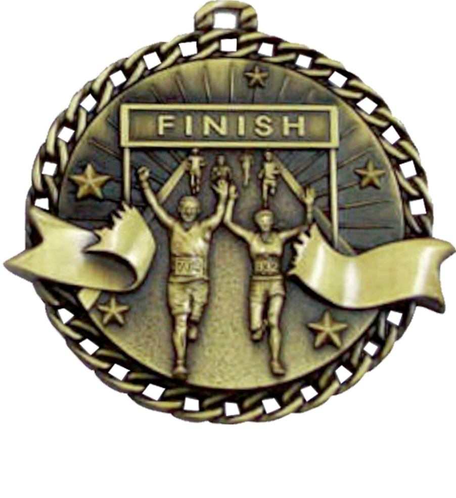 Gold Ribbon Burst Running Medal