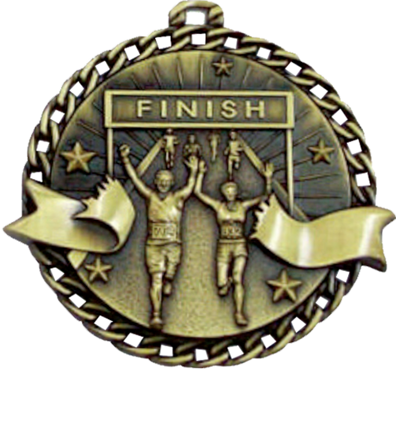 Gold Ribbon Burst Running Medal