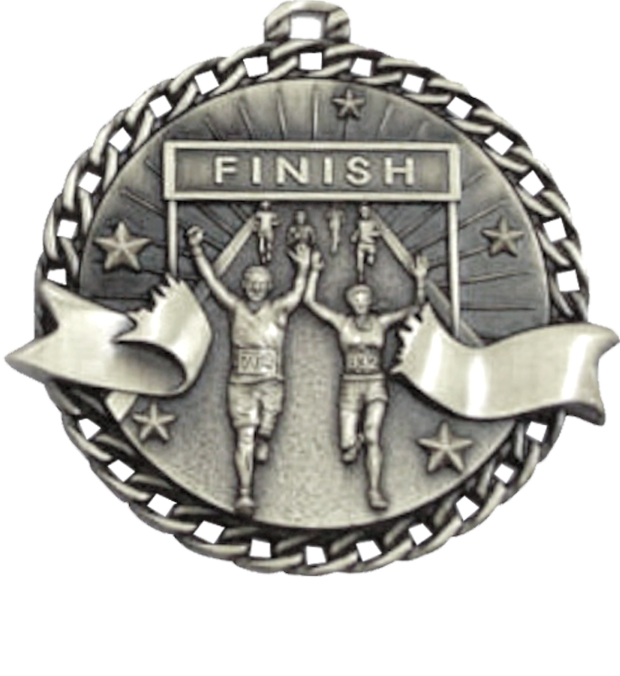 Silver Ribbon Burst Running Medal