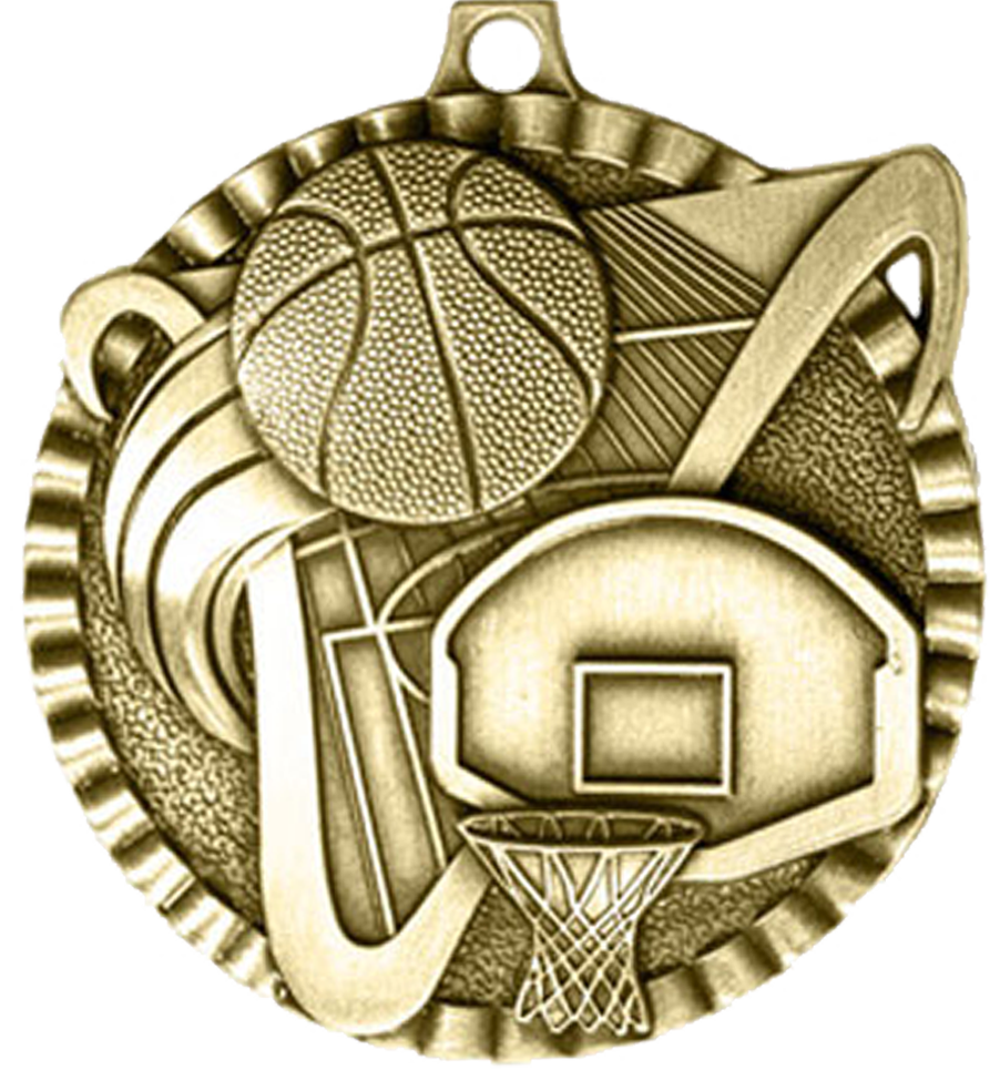 Gold Victory Scene Basketball Medal