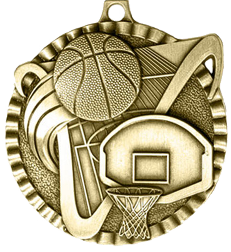 Gold Victory Scene Basketball Medal