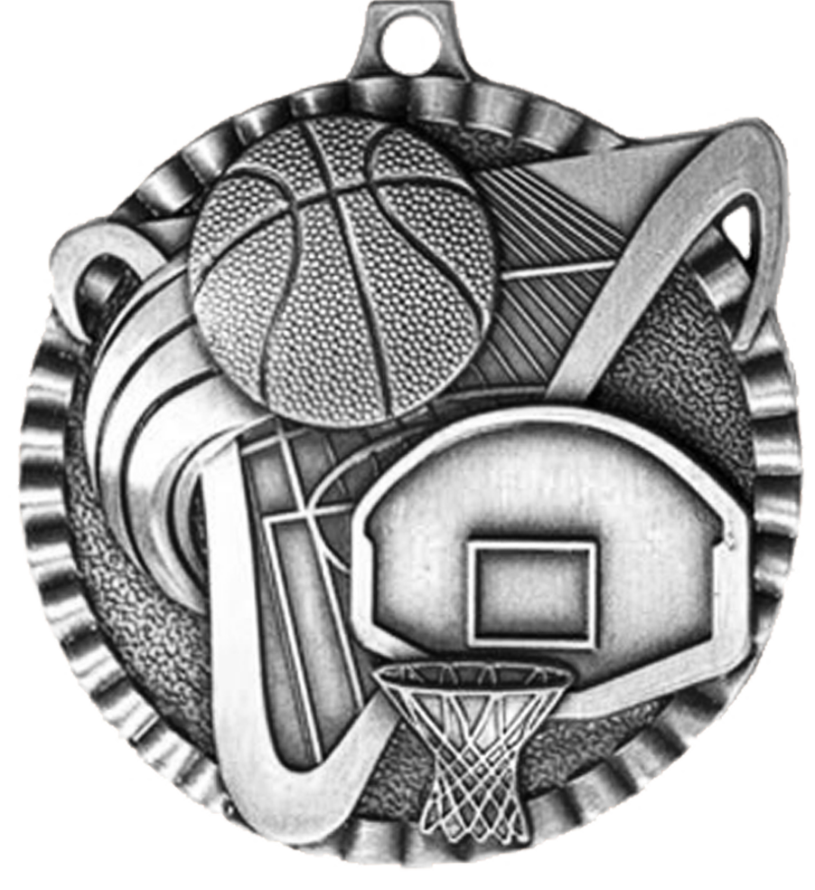 Silver Victory Scene Basketball Medal