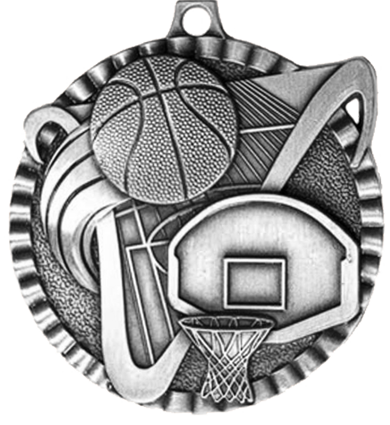 Silver Victory Scene Basketball Medal